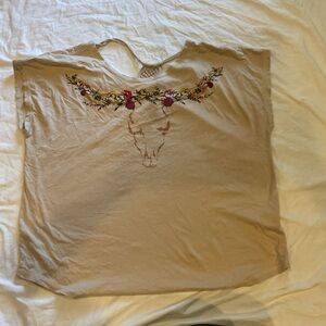 Ariat Beige Top with Floral Accents